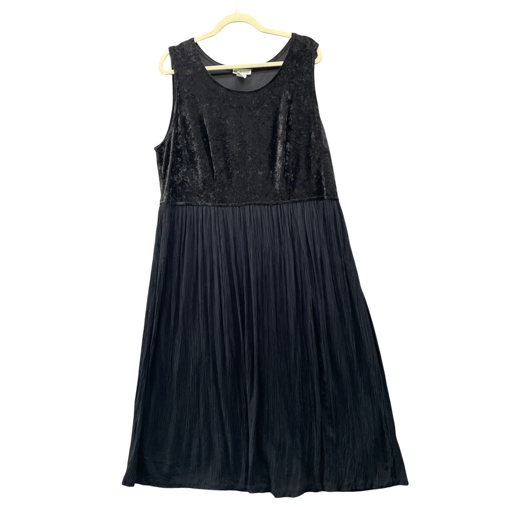 VTG The‎ Avenue Sleeveless Maxi Dress 18 Black Velvet Rayon Tank Dress A-Line